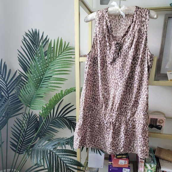 Heritage 1981 Leopard Print Sleeveless Silk Tunic Top Size Small/Petite - Picture 3 of 4